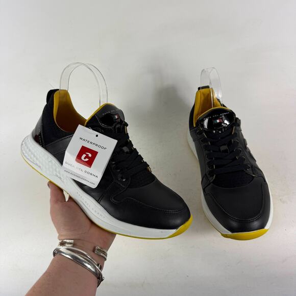 Duca Del Cosma Siren Sneaker Women 9.5 Black Leather Lace-Up Athletic Golf Shoes